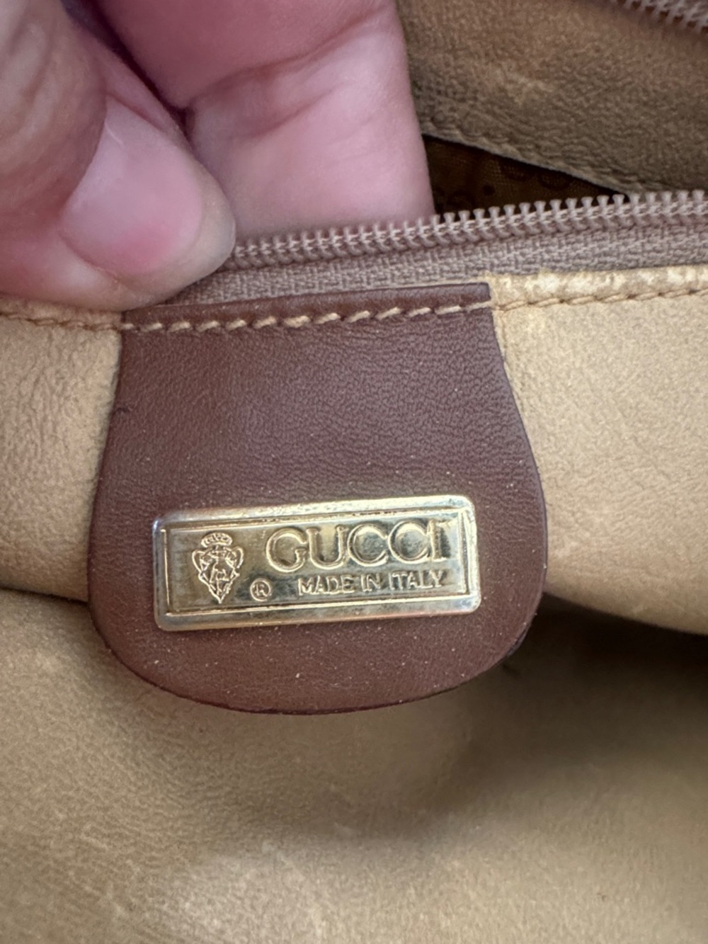 Gucci Brown Monogram Clutch with Tan Leather Trim - project bag - Picture 11 of 15